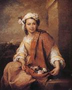 Bartolome Esteban Murillo A girl wearing a Rose Spain oil painting artist
